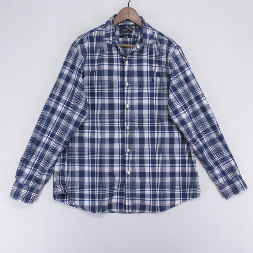 Polo Ralph Lauren Performance Shirt Mens XL Blue Plaid Long Sleeve Stretch - Picture 1 of 8